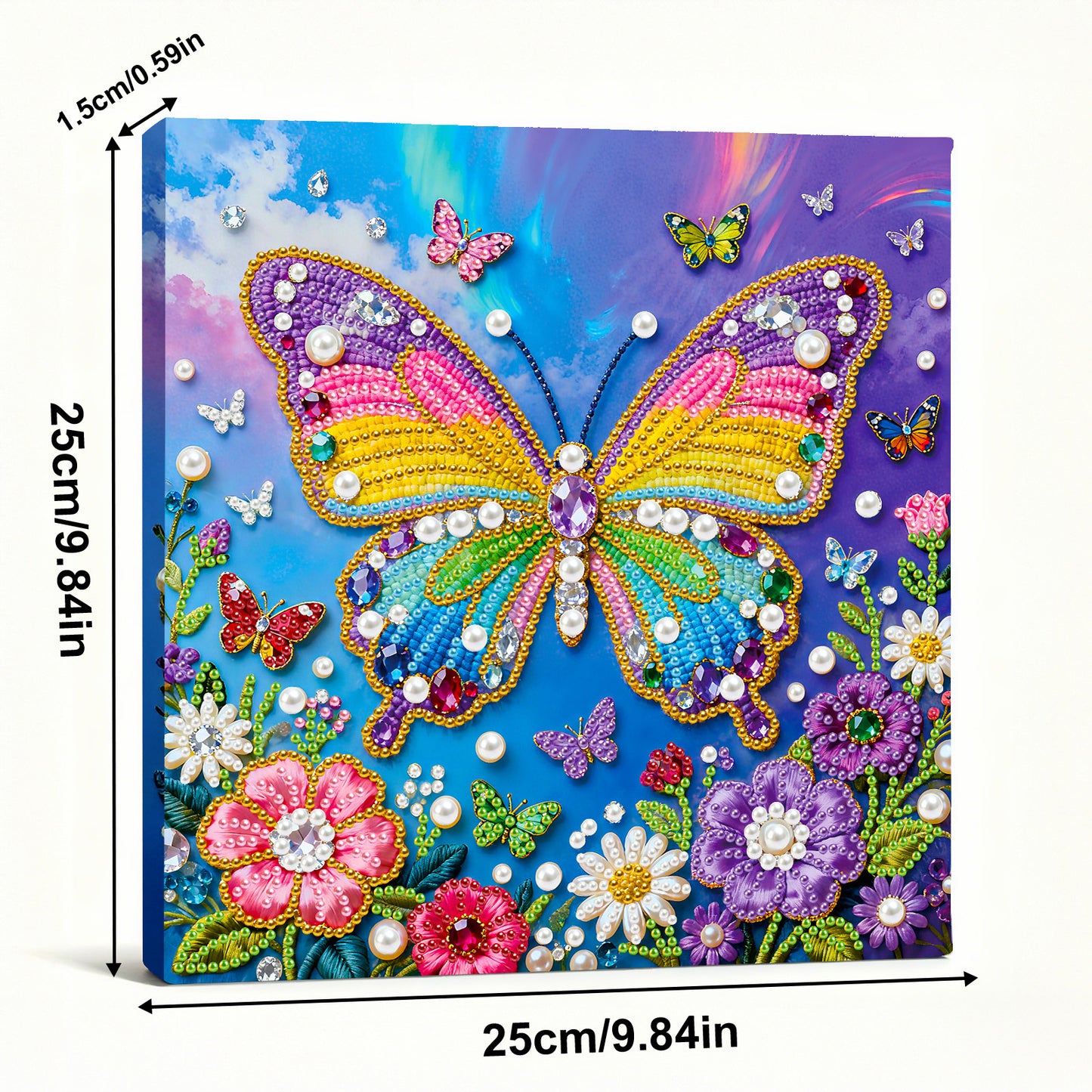 Butterfly - DIY Pearl Gem Art Diamond Painting Kits With Framefor Home Decor -25x25cm