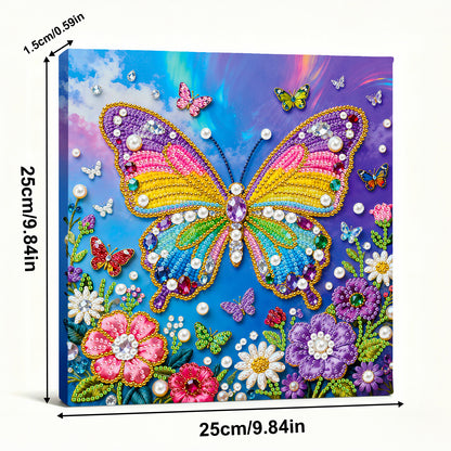 Butterfly - DIY Pearl Gem Art Diamond Painting Kits With Framefor Home Decor -25x25cm