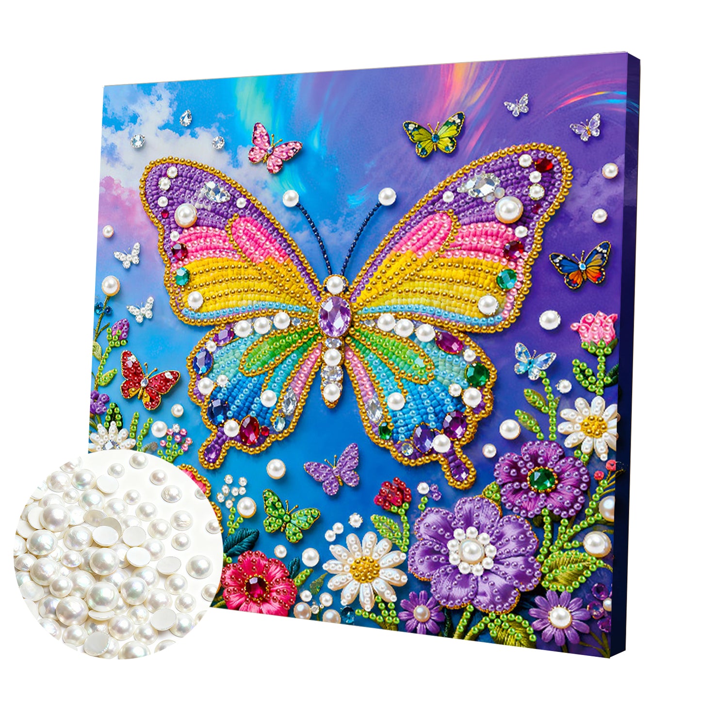 Butterfly - DIY Pearl Gem Art Diamond Painting Kits With Framefor Home Decor -25x25cm