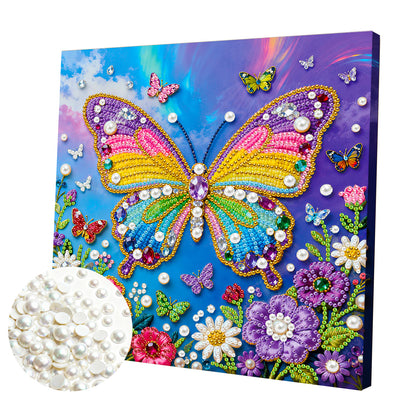 Butterfly - DIY Pearl Gem Art Diamond Painting Kits With Framefor Home Decor -25x25cm
