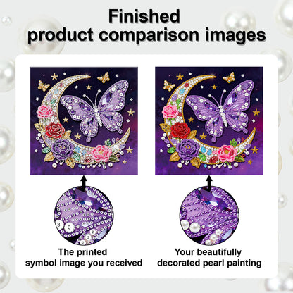 Moon Butterfly - DIY Pearl Gem Art Diamond Painting Kits With Framefor Home Decor -25x25cm