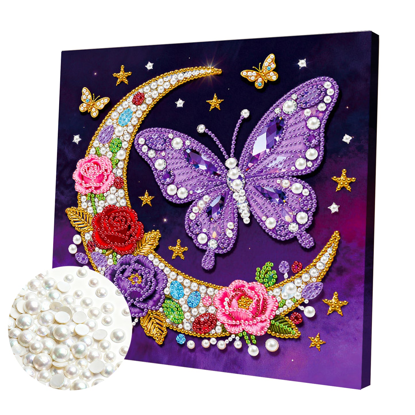 Moon Butterfly - DIY Pearl Gem Art Diamond Painting Kits With Framefor Home Decor -25x25cm