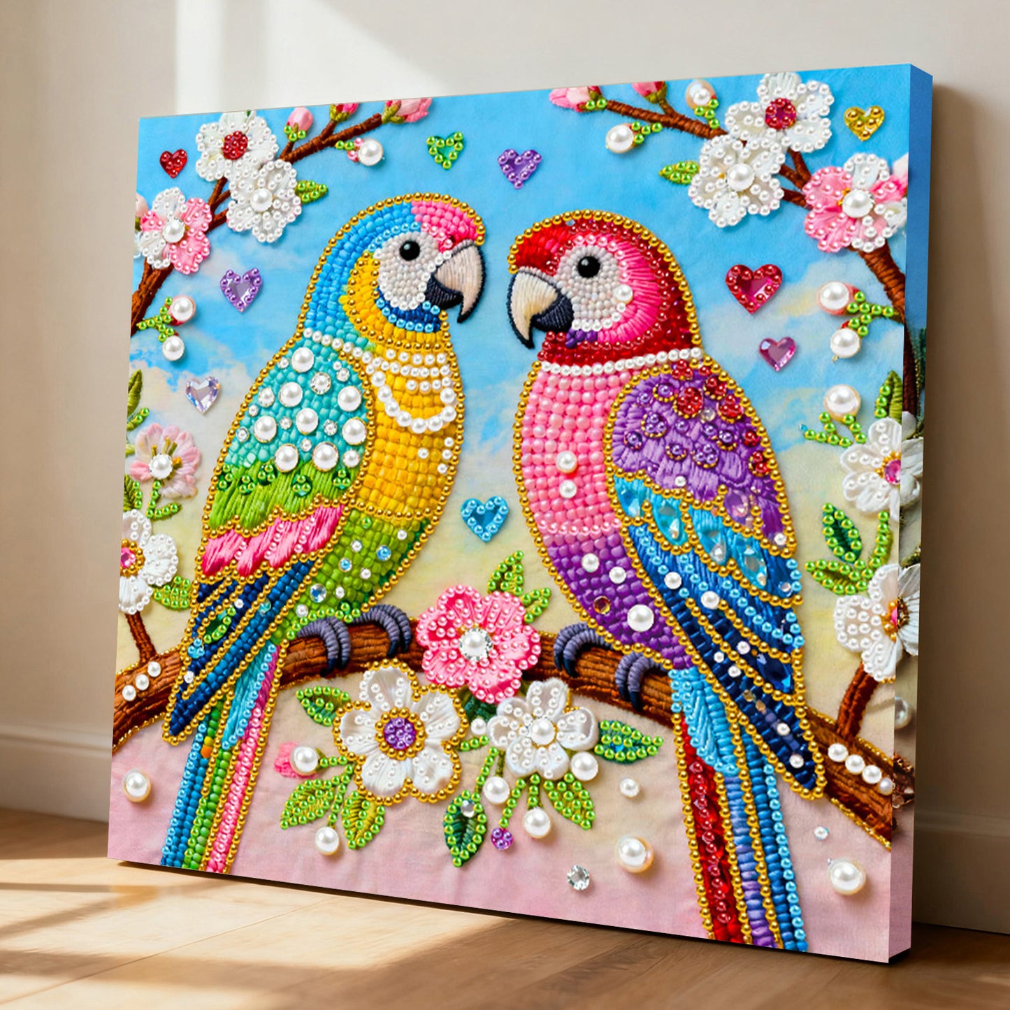 Pair Of Birds - DIY Pearl Gem Art Diamond Painting Kits With Framefor Home Decor -25x25cm