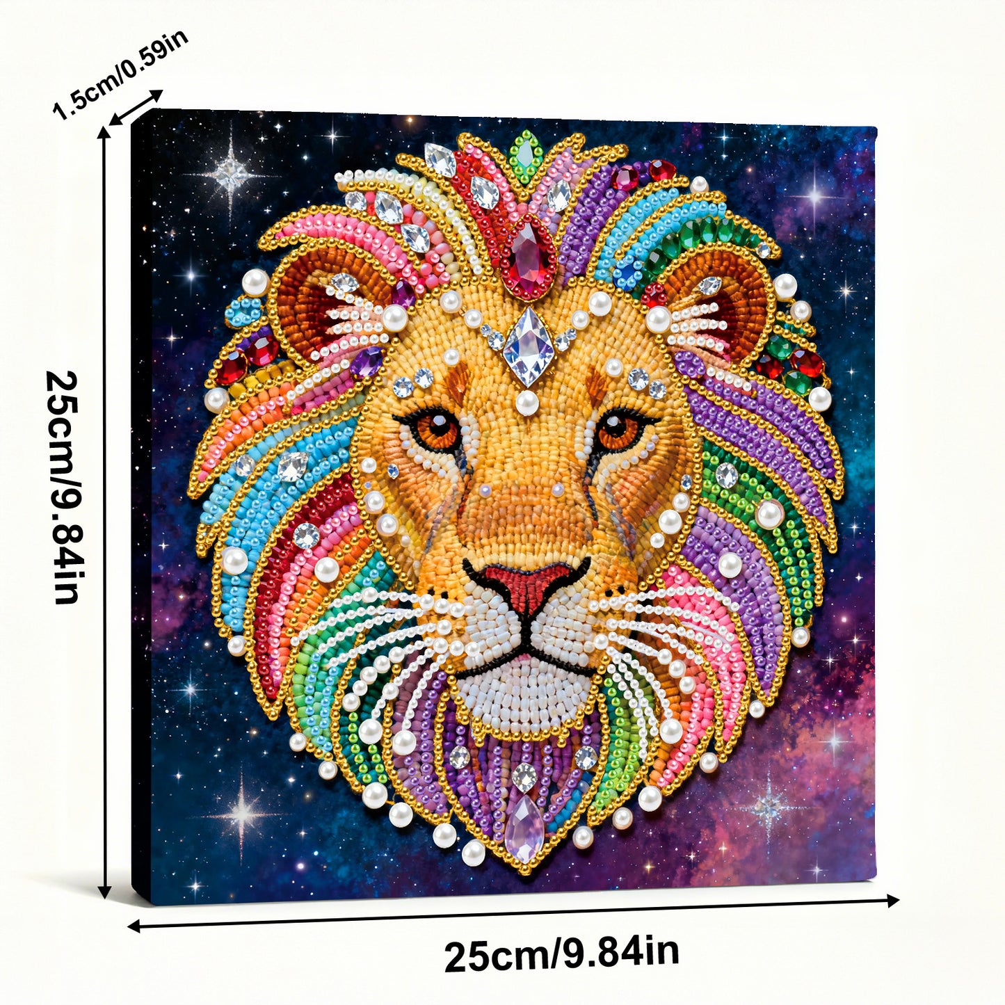 Lion - DIY Pearl Gem Art Diamond Painting Kits With Framefor Home Decor -25x25cm
