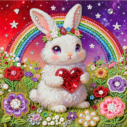 Rabbit - DIY Pearl Gem Art Diamond Painting Kits With Framefor Home Decor -25x25cm