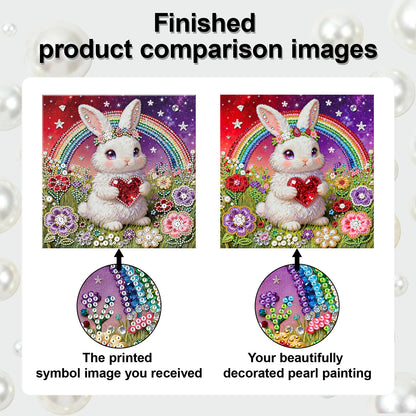 Rabbit - DIY Pearl Gem Art Diamond Painting Kits With Framefor Home Decor -25x25cm