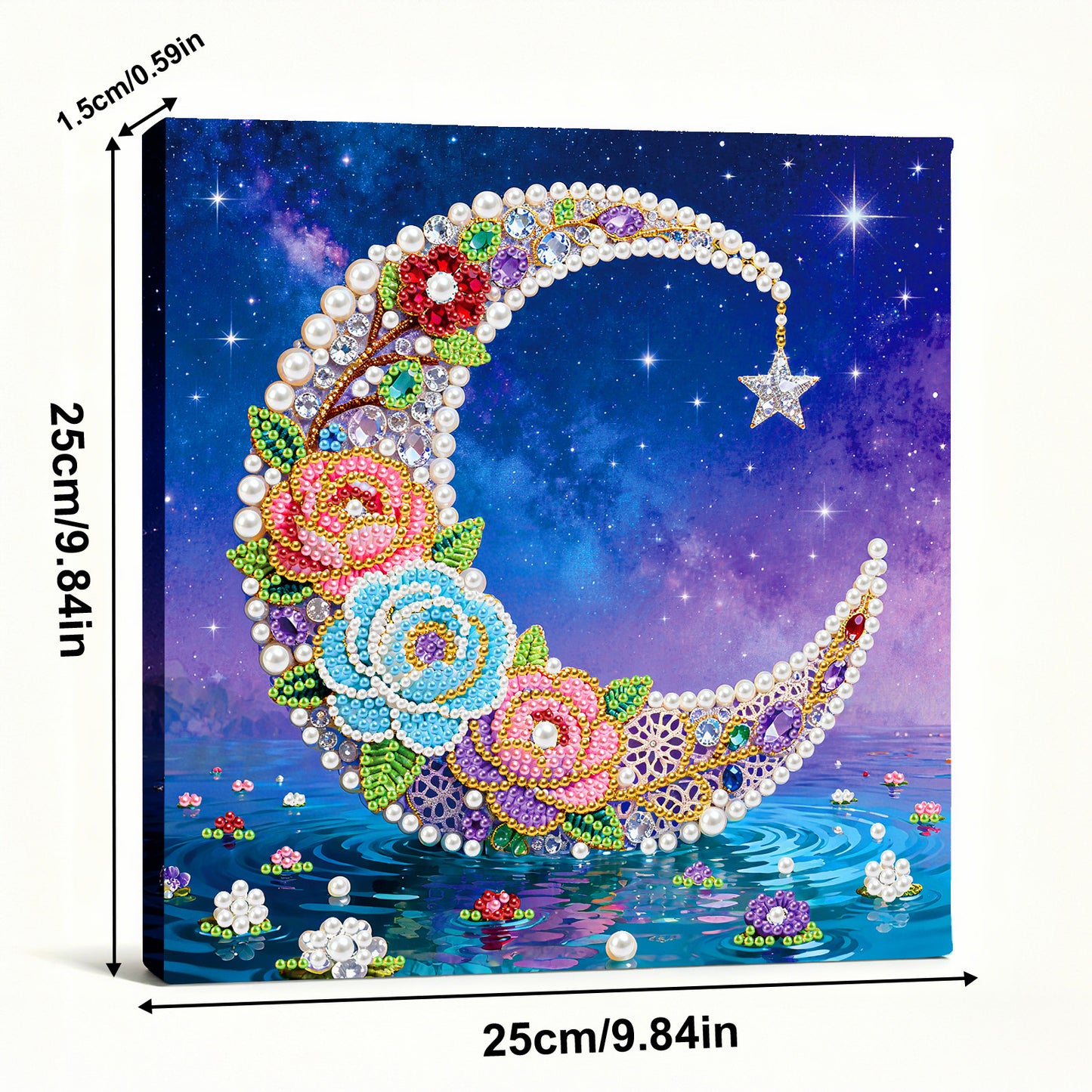 Moon - DIY Pearl Gem Art Diamond Painting Kits With Framefor Home Decor -25x25cm