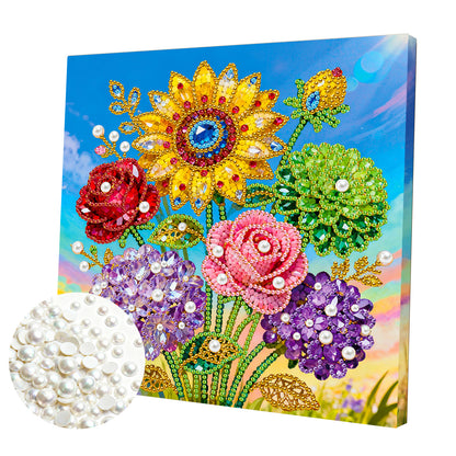 Sunflower - DIY Pearl Gem Art Diamond Painting Kits With Framefor Home Decor -25x25cm