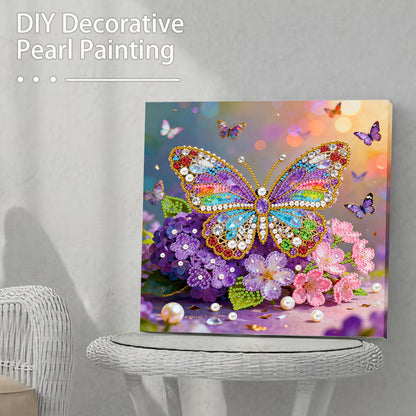 Butterfly - DIY Pearl Gem Art Diamond Painting Kits With Framefor Home Decor -25x25cm