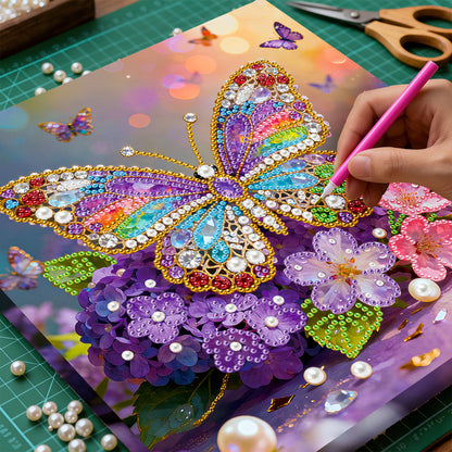 Butterfly - DIY Pearl Gem Art Diamond Painting Kits With Framefor Home Decor -25x25cm