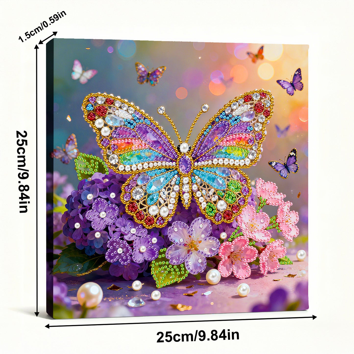 Butterfly - DIY Pearl Gem Art Diamond Painting Kits With Framefor Home Decor -25x25cm