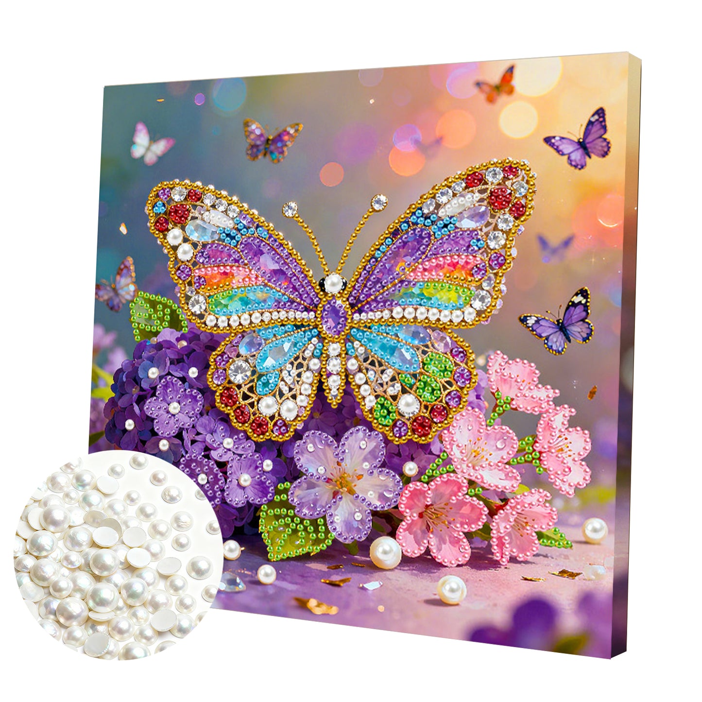 Butterfly - DIY Pearl Gem Art Diamond Painting Kits With Framefor Home Decor -25x25cm