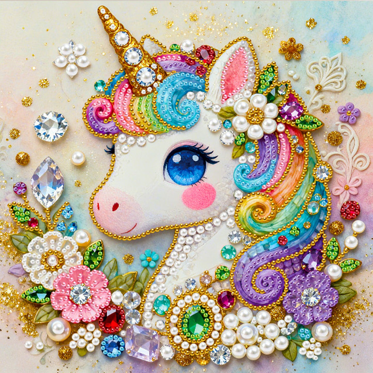 Unicorn - DIY Pearl Gem Art Diamond Painting Kits With Framefor Home Decor -25x25cm
