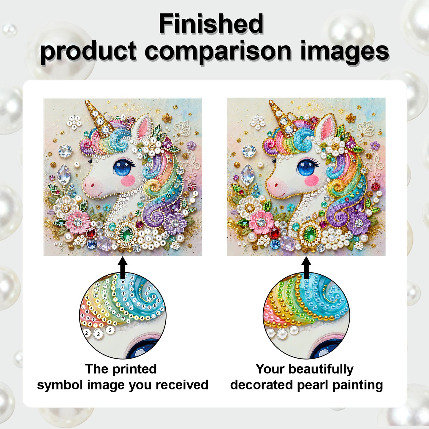 Unicorn - DIY Pearl Gem Art Diamond Painting Kits With Framefor Home Decor -25x25cm