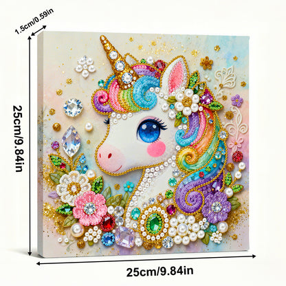 Unicorn - DIY Pearl Gem Art Diamond Painting Kits With Framefor Home Decor -25x25cm