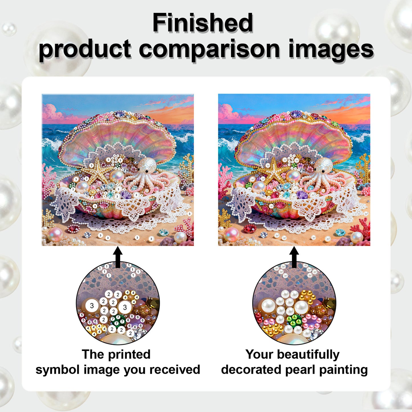Dreamy Pearl Shell - DIY Pearl Gem Art Diamond Painting Kits With Framefor Home Decor -25x25cm