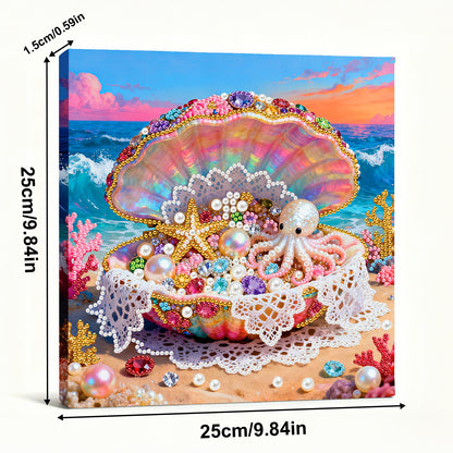 Dreamy Pearl Shell - DIY Pearl Gem Art Diamond Painting Kits With Framefor Home Decor -25x25cm