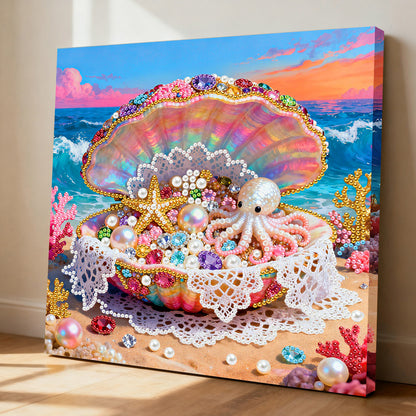 Dreamy Pearl Shell - DIY Pearl Gem Art Diamond Painting Kits With Framefor Home Decor -25x25cm