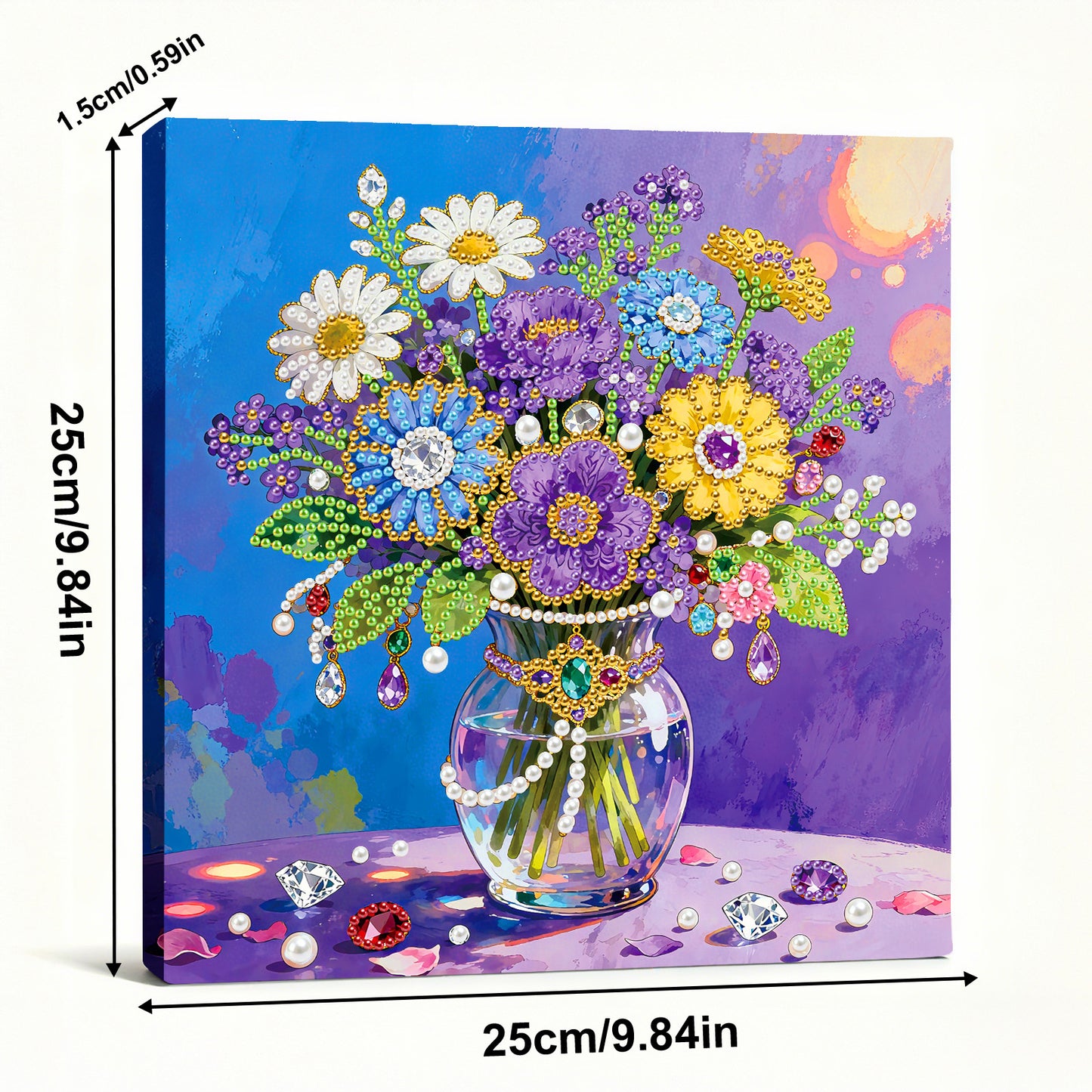 Vase - DIY Pearl Gem Art Diamond Painting Kits With Framefor Home Decor -25x25cm