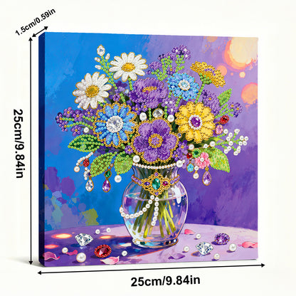 Vase - DIY Pearl Gem Art Diamond Painting Kits With Framefor Home Decor -25x25cm