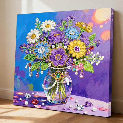 Vase - DIY Pearl Gem Art Diamond Painting Kits With Framefor Home Decor -25x25cm