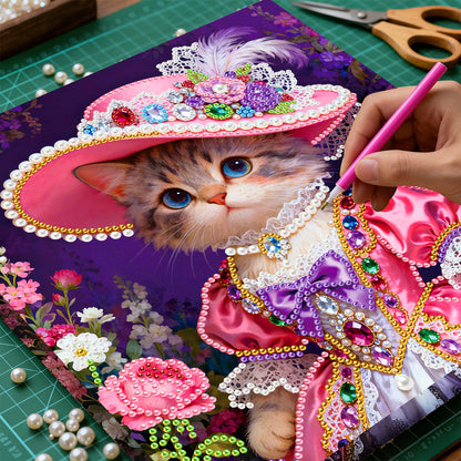 Kitty - DIY Pearl Gem Art Diamond Painting Kits With Framefor Home Decor -25x25cm