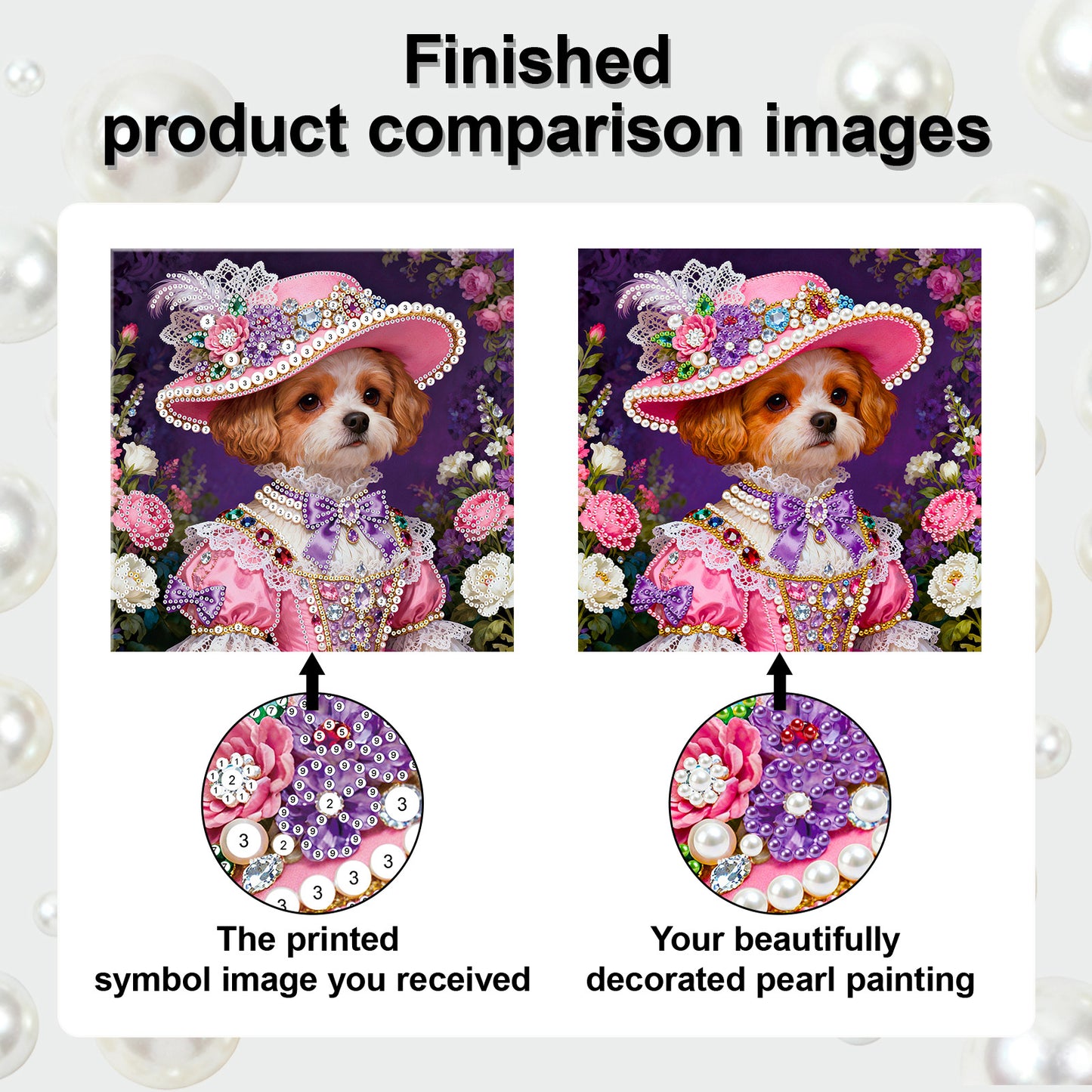 Puppy - DIY Pearl Gem Art Diamond Painting Kits With Framefor Home Decor -25x25cm
