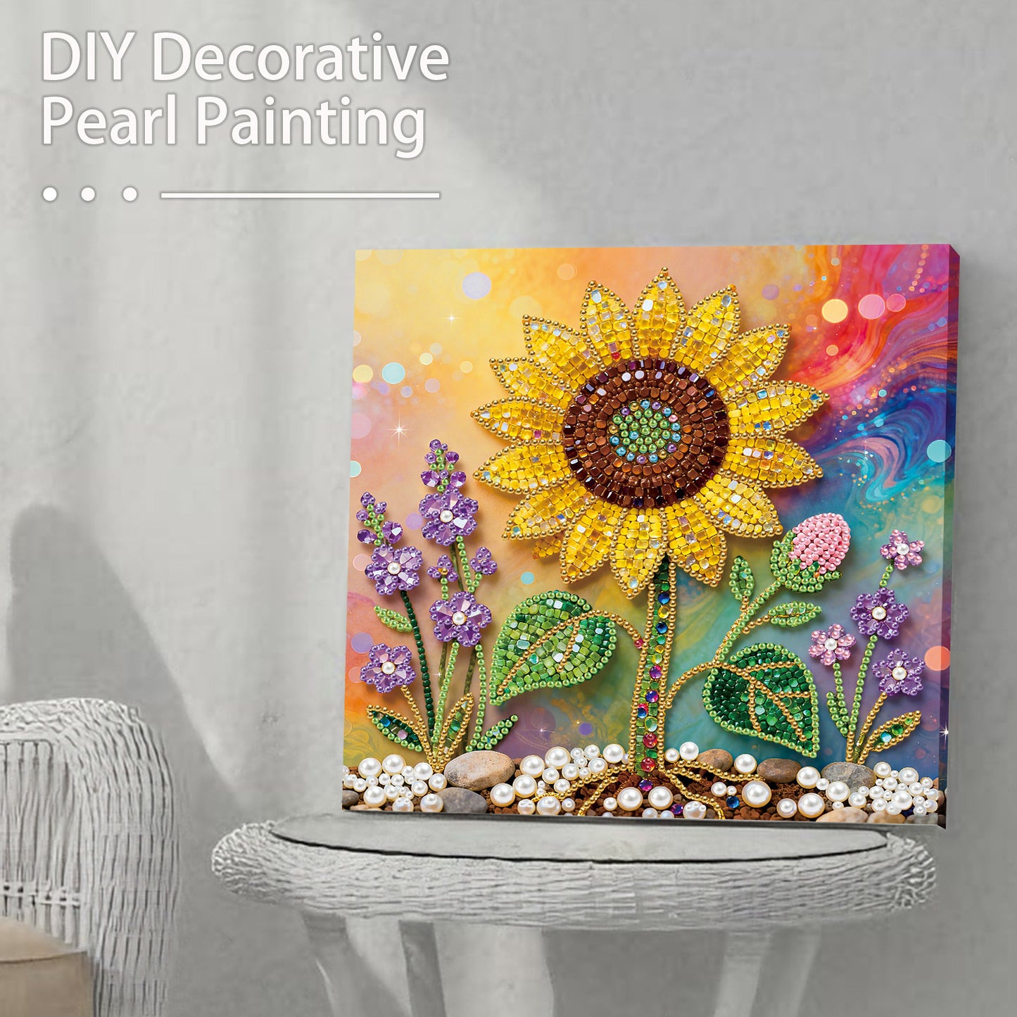 Sunflower - DIY Pearl Gem Art Diamond Painting Kits With Framefor Home Decor -25x25cm