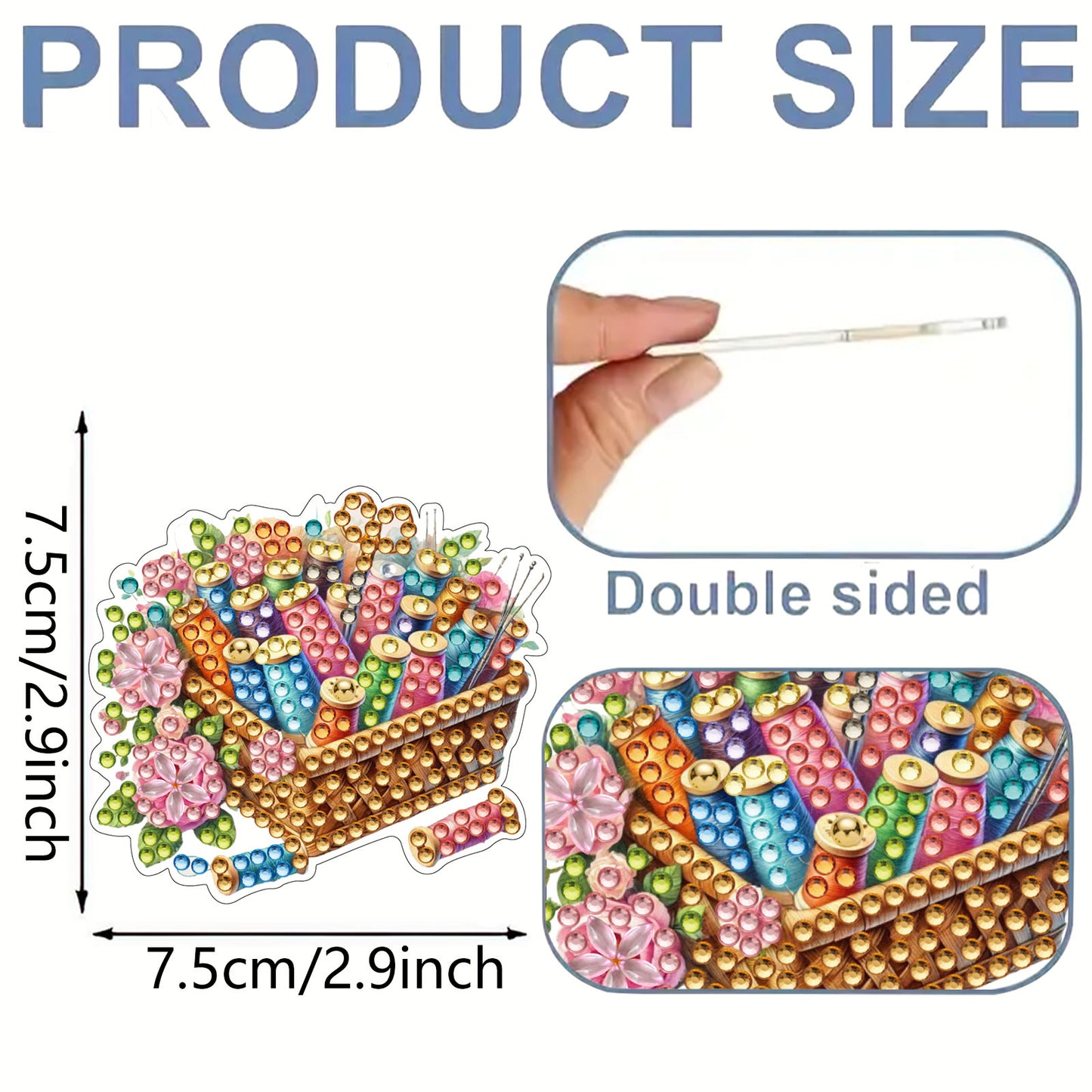 15pcs Sewing Tool 2D Acrylic DIY Diamond Art Fridge Magnet Kit for Home Decor
