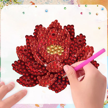 15pcs Lotus 2D Acrylic DIY Diamond Art Fridge Magnet Kit for Home Car Decor