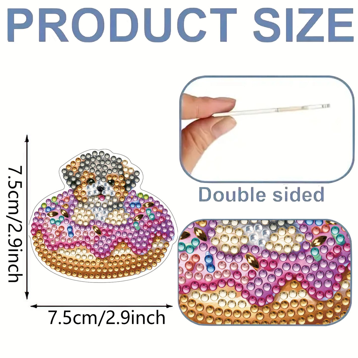 15pcs Donut Animal 2D Acrylic DIY Diamond Art Fridge Magnet Kit for Home Decor