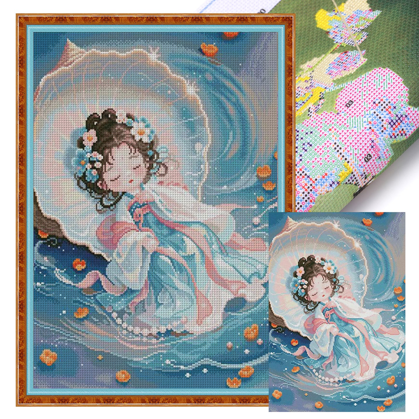Seashell Fairy - 11CT Stamped Cross Stitch 50*70CM(Mona Lisa Brand)