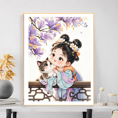 Princess Ziwei And Her Cat - 11CT Stamped Cross Stitch 50*70CM(Mona Lisa Brand)