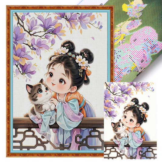 Princess Ziwei And Her Cat - 11CT Stamped Cross Stitch 50*70CM(Mona Lisa Brand)