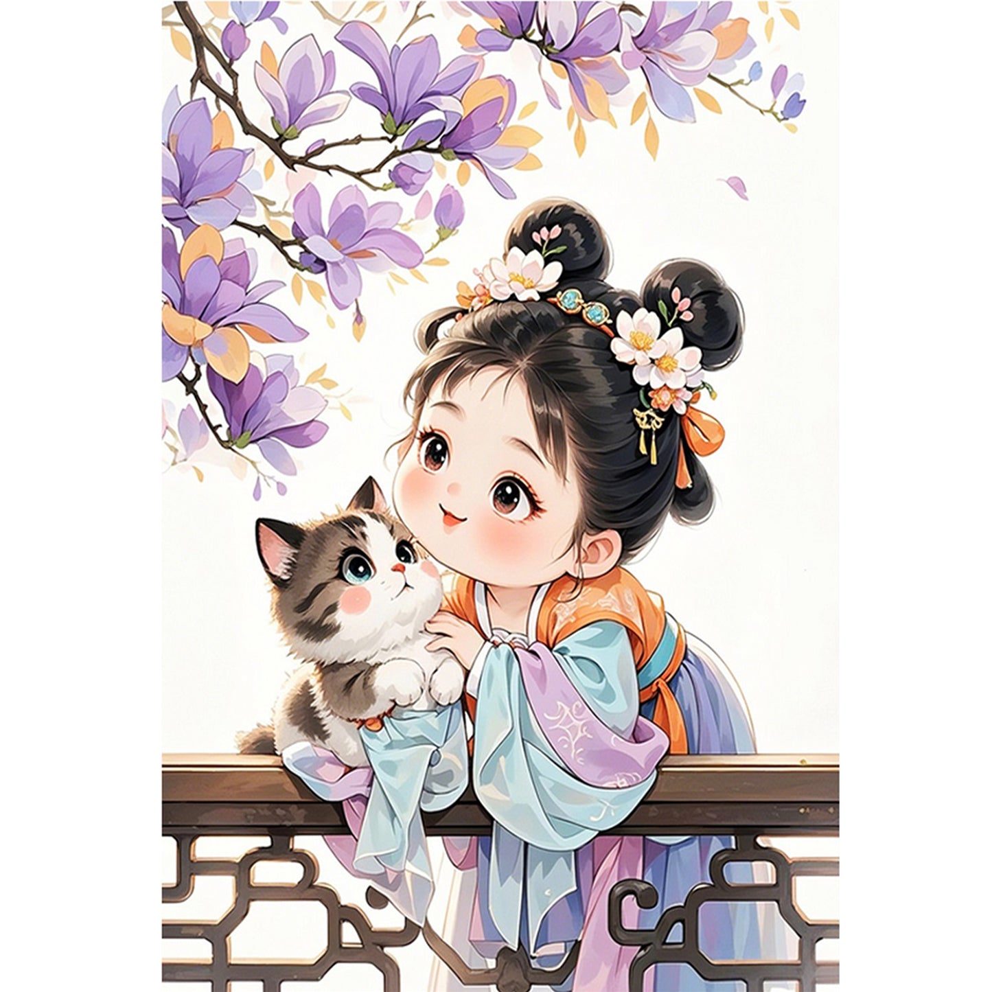 Princess Ziwei And Her Cat - 11CT Stamped Cross Stitch 50*70CM(Mona Lisa Brand)