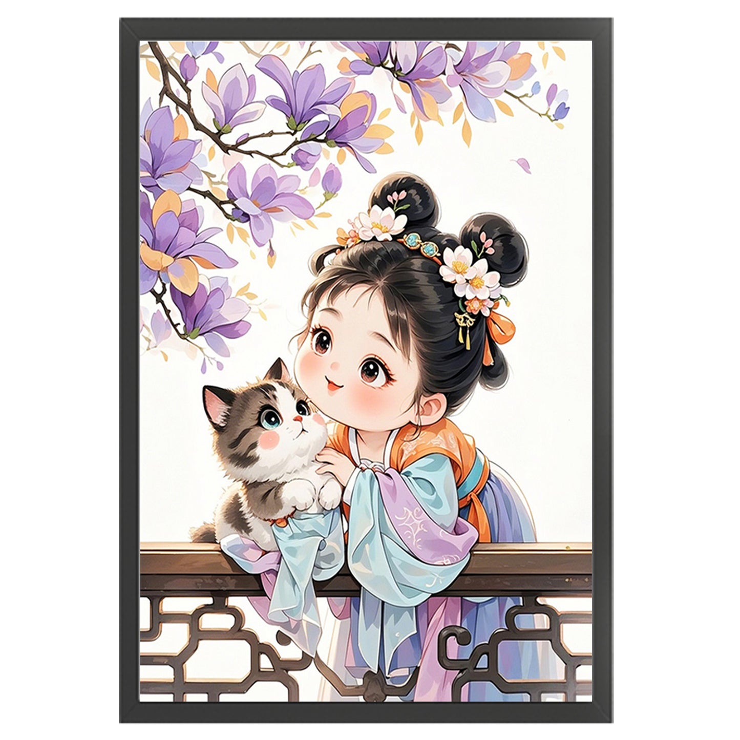 Princess Ziwei And Her Cat - 11CT Stamped Cross Stitch 50*70CM(Mona Lisa Brand)