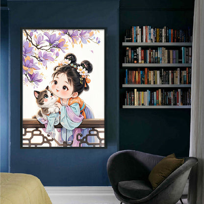 Princess Ziwei And Her Cat - 11CT Stamped Cross Stitch 50*70CM(Mona Lisa Brand)
