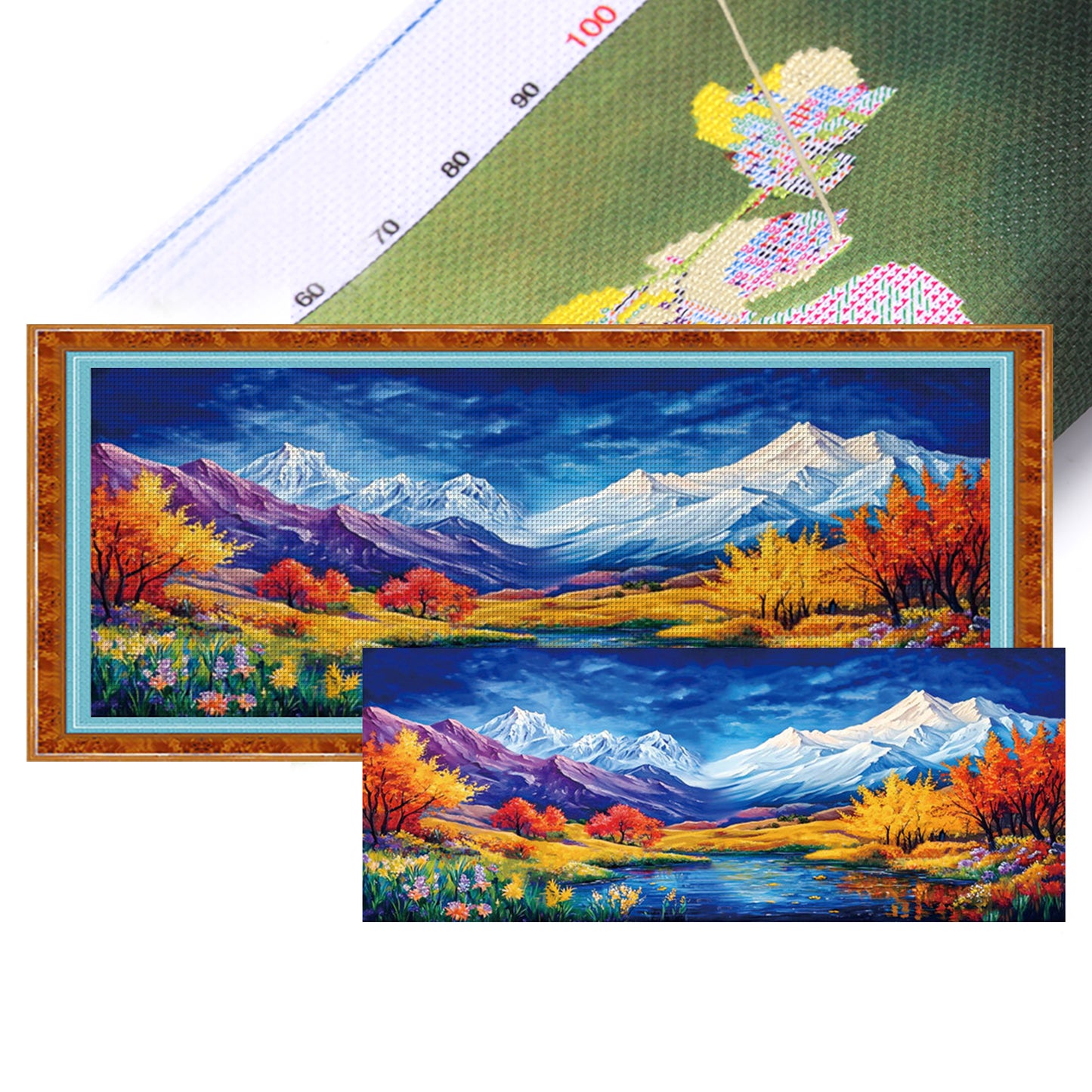Rich In Mountains And Waters - 11CT Stamped Cross Stitch 150*60CM(Mona Lisa Brand)