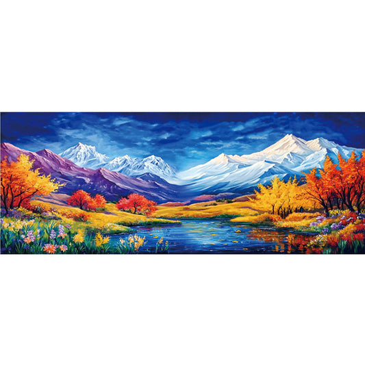 Rich In Mountains And Waters - 11CT Stamped Cross Stitch 150*60CM(Mona Lisa Brand)