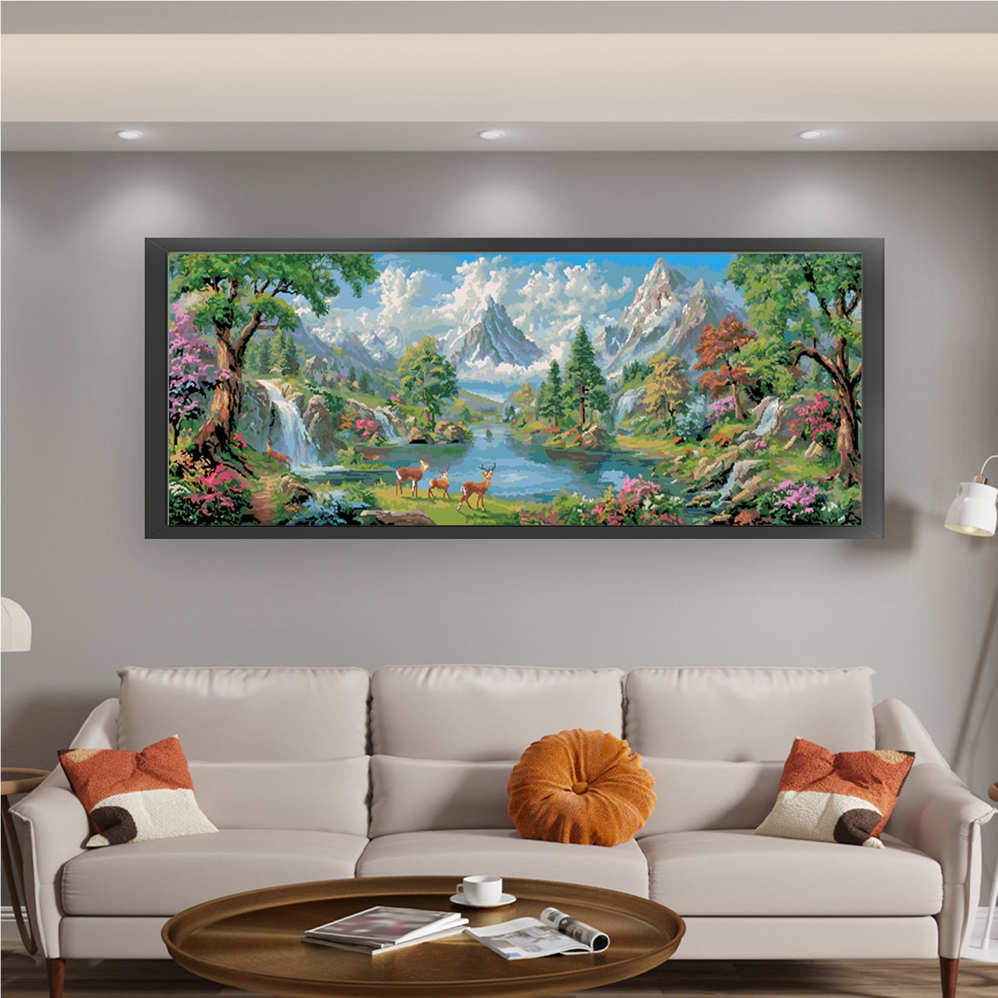 Across Mountains And Rivers - 11CT Stamped Cross Stitch 150*56CM(Mona Lisa Brand)