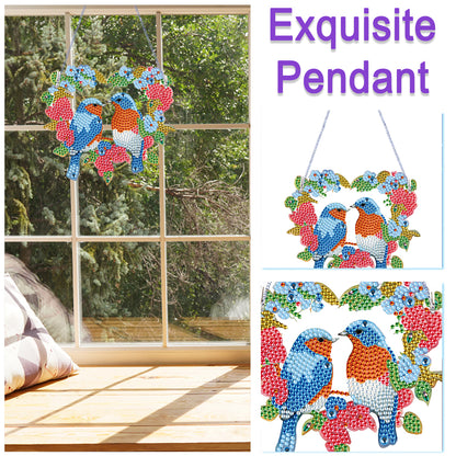 4Pcs Bluebird Cardinal 2D Flat DIY Diamond Painting Kit Home Crystal Art Pendant