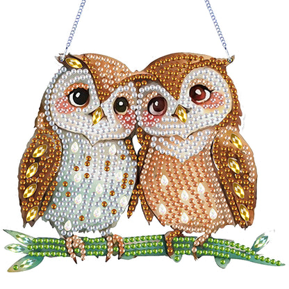 4Pcs Owl 2D Flat DIY Diamond Painting Kits Crystal Art Pendant for Home Wall