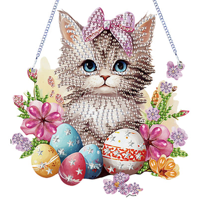4Pcs Easter 2D Flat DIY Diamond Painting Kit Crystal Art Pendant for Home Wall