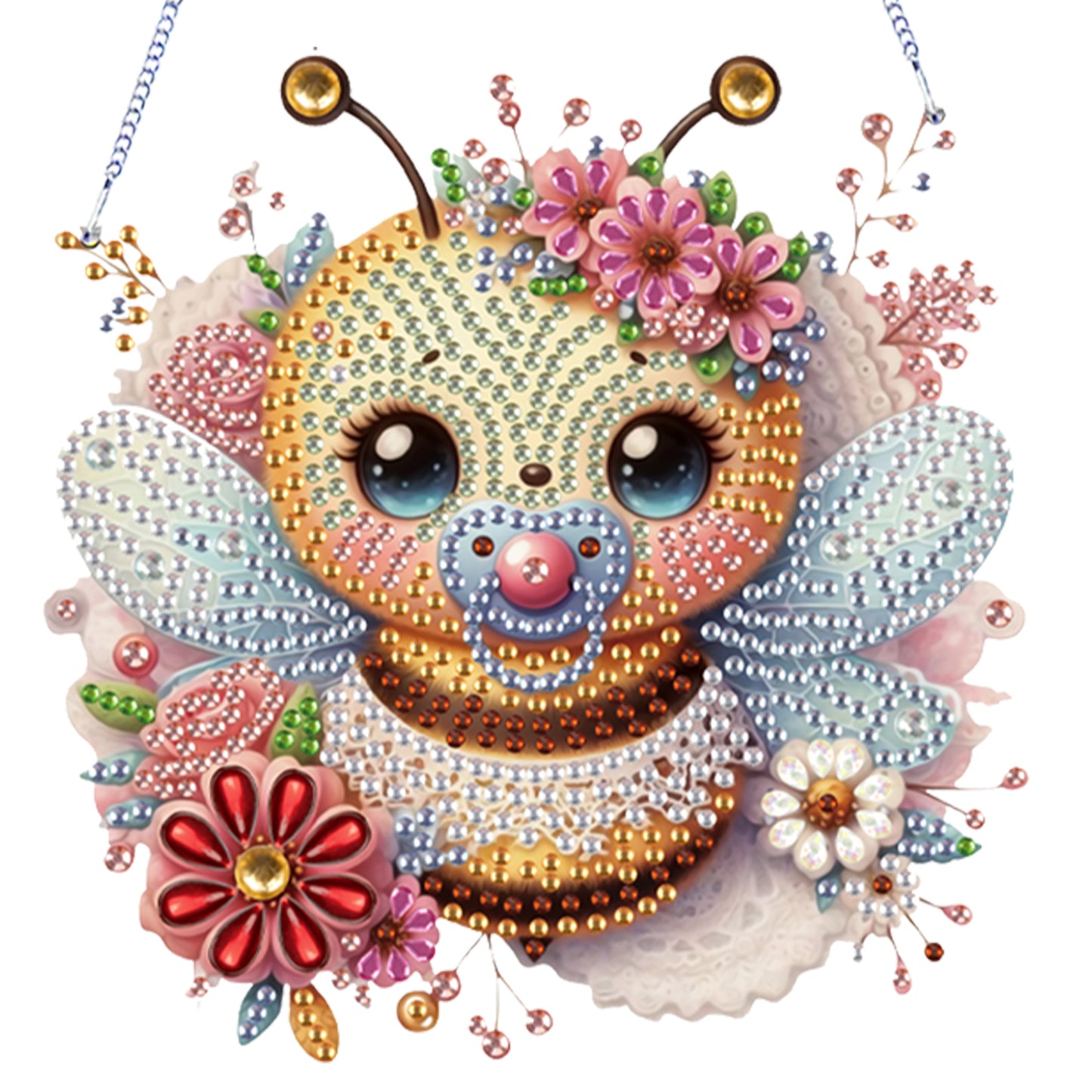 4Pcs Flower Animals 2D Flat DIY Diamond Painting Kit Home Crystal Art Pendant