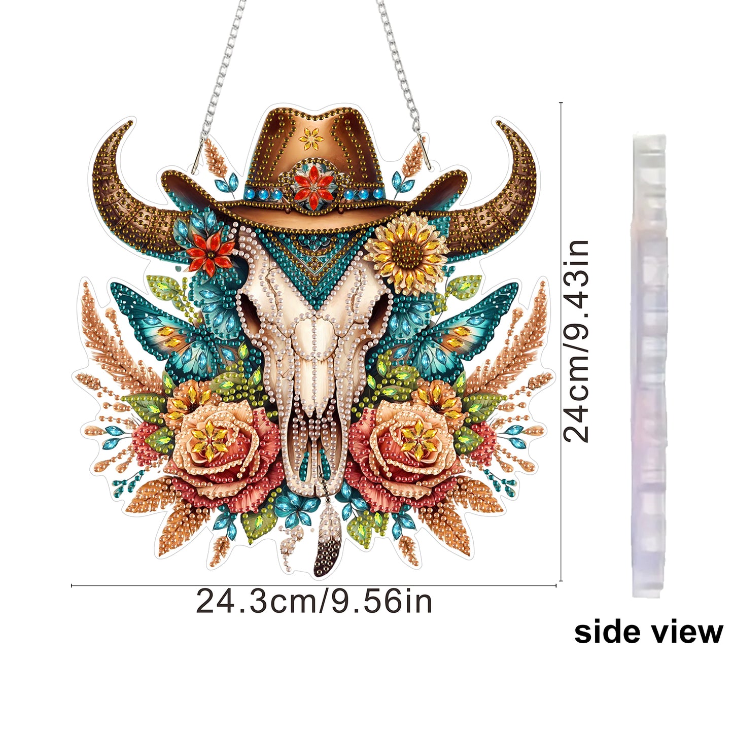 Cowboy Cow 2D Flat DIY Acrylic Diamond Art Paintings Pendant for Home Wall Decor