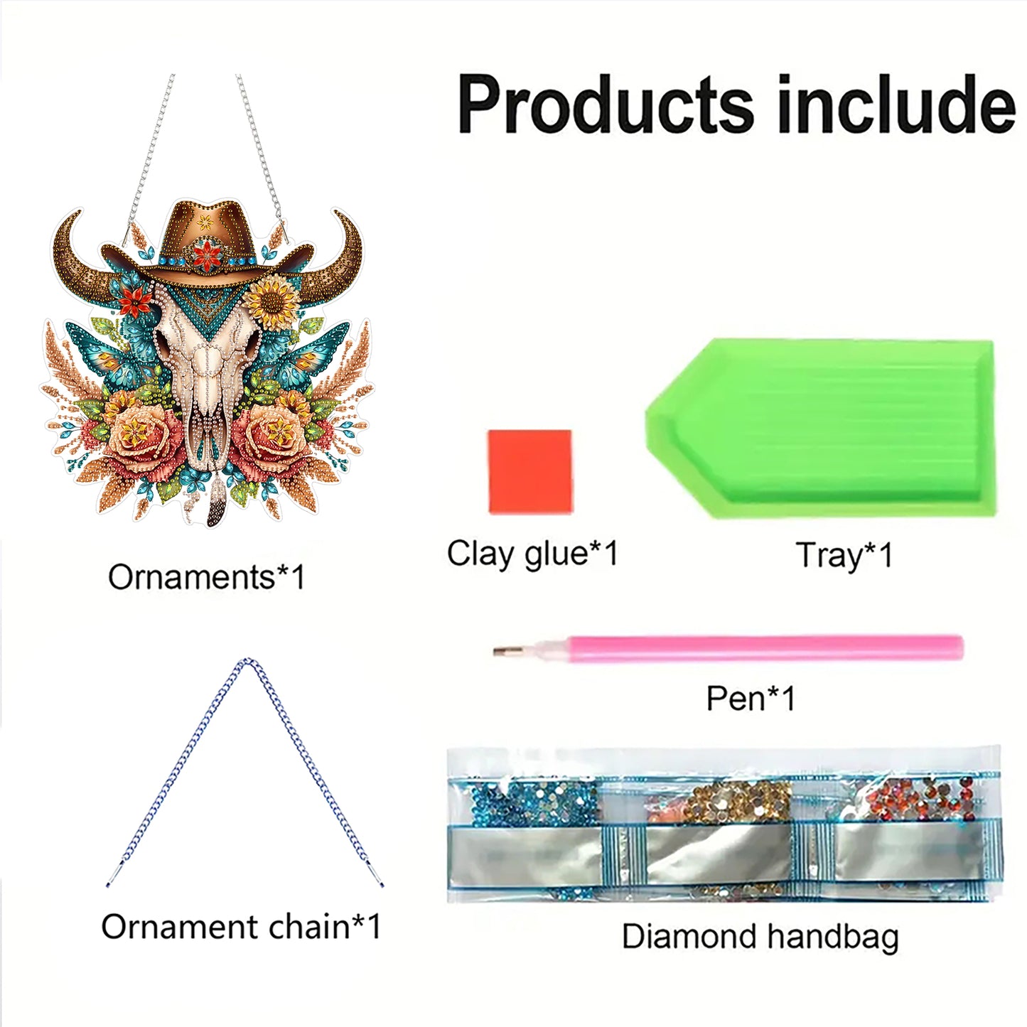 Cowboy Cow 2D Flat DIY Acrylic Diamond Art Paintings Pendant for Home Wall Decor