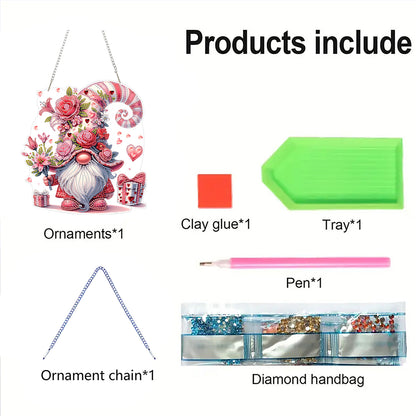 Pink 2D Flat DIY Acrylic Diamond Art Paintings Pendant for Home Wall Decor Charm