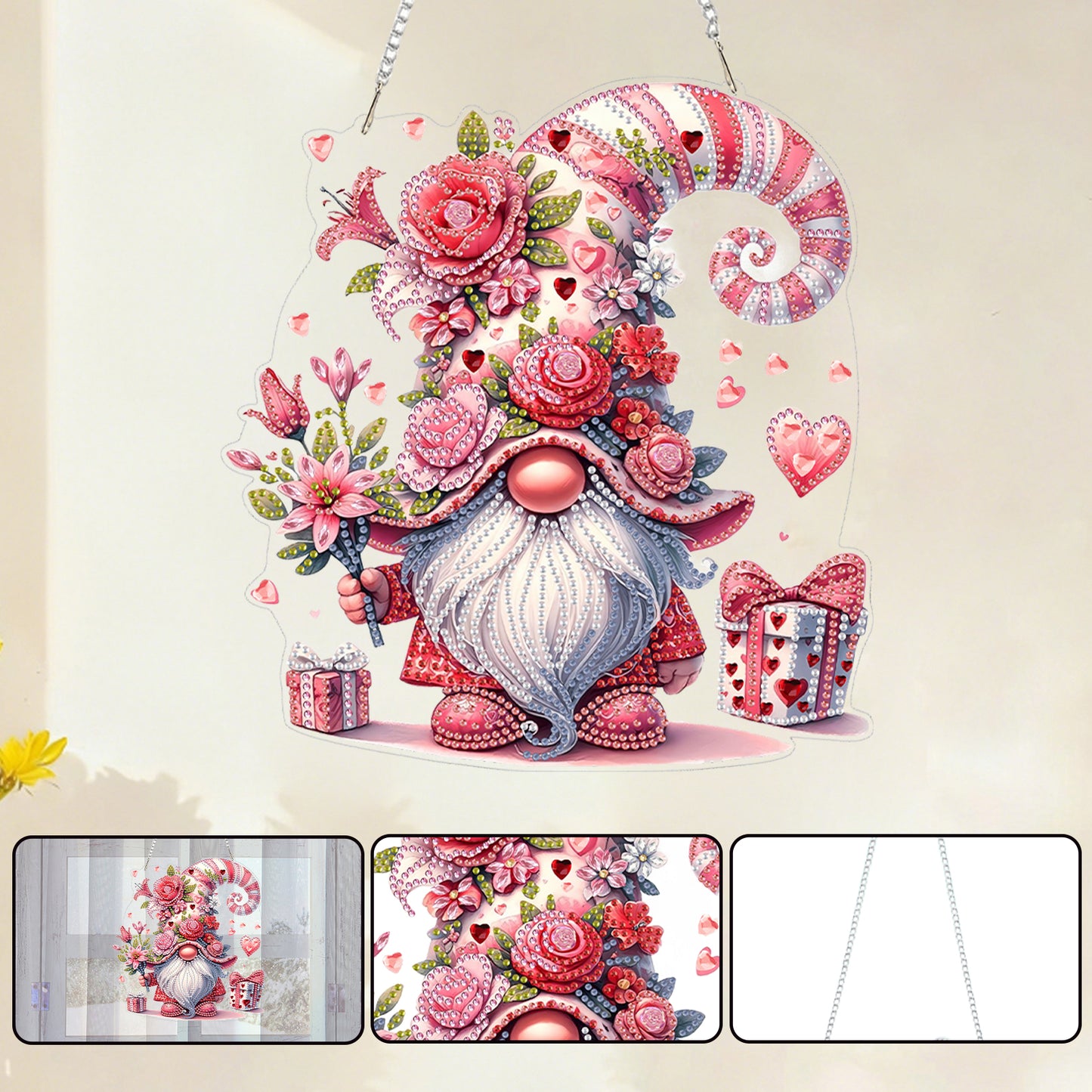 Pink 2D Flat DIY Acrylic Diamond Art Paintings Pendant for Home Wall Decor Charm