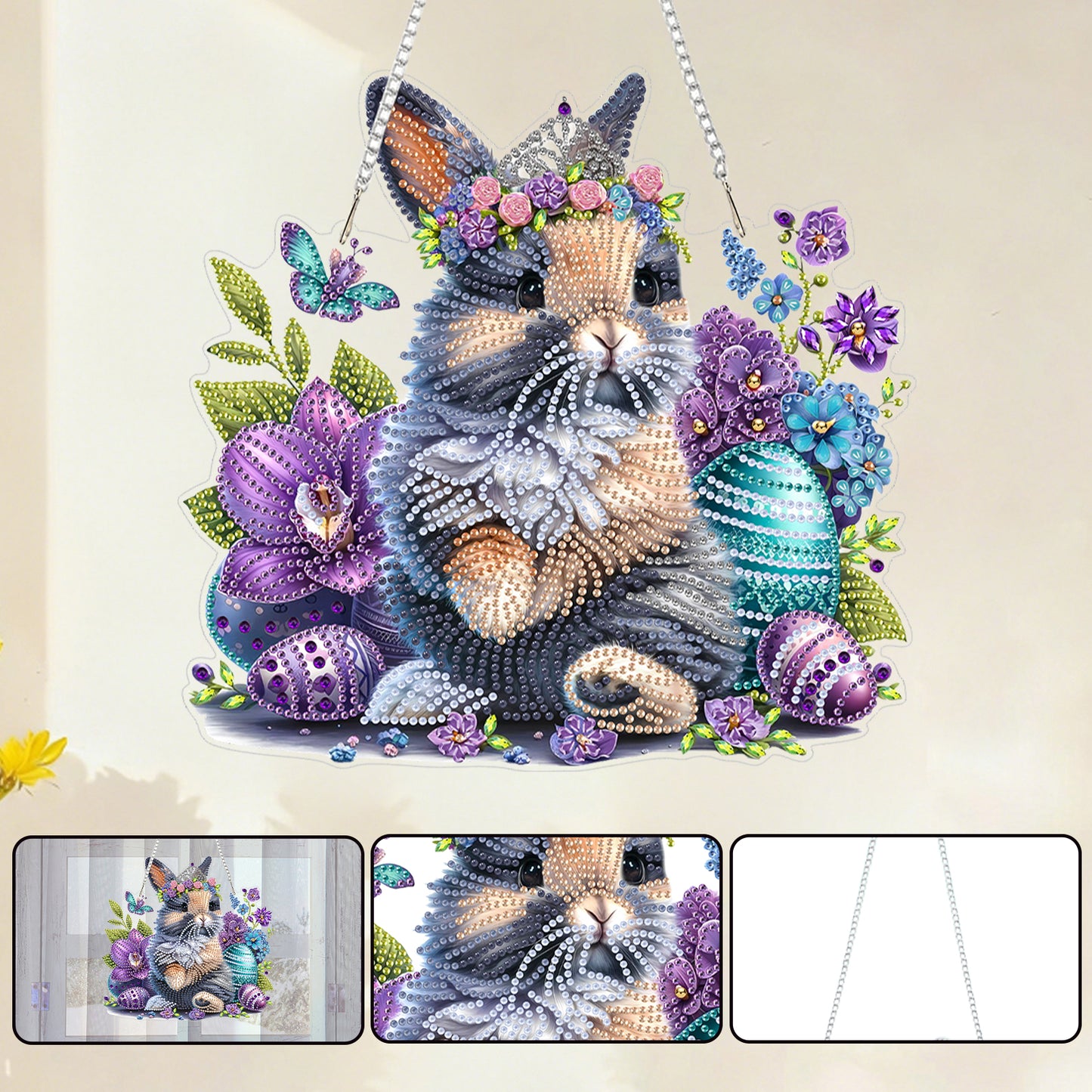 Rabbit 2D Flat DIY Acrylic Diamond Art Paintings Pendant for Home Wall Decor