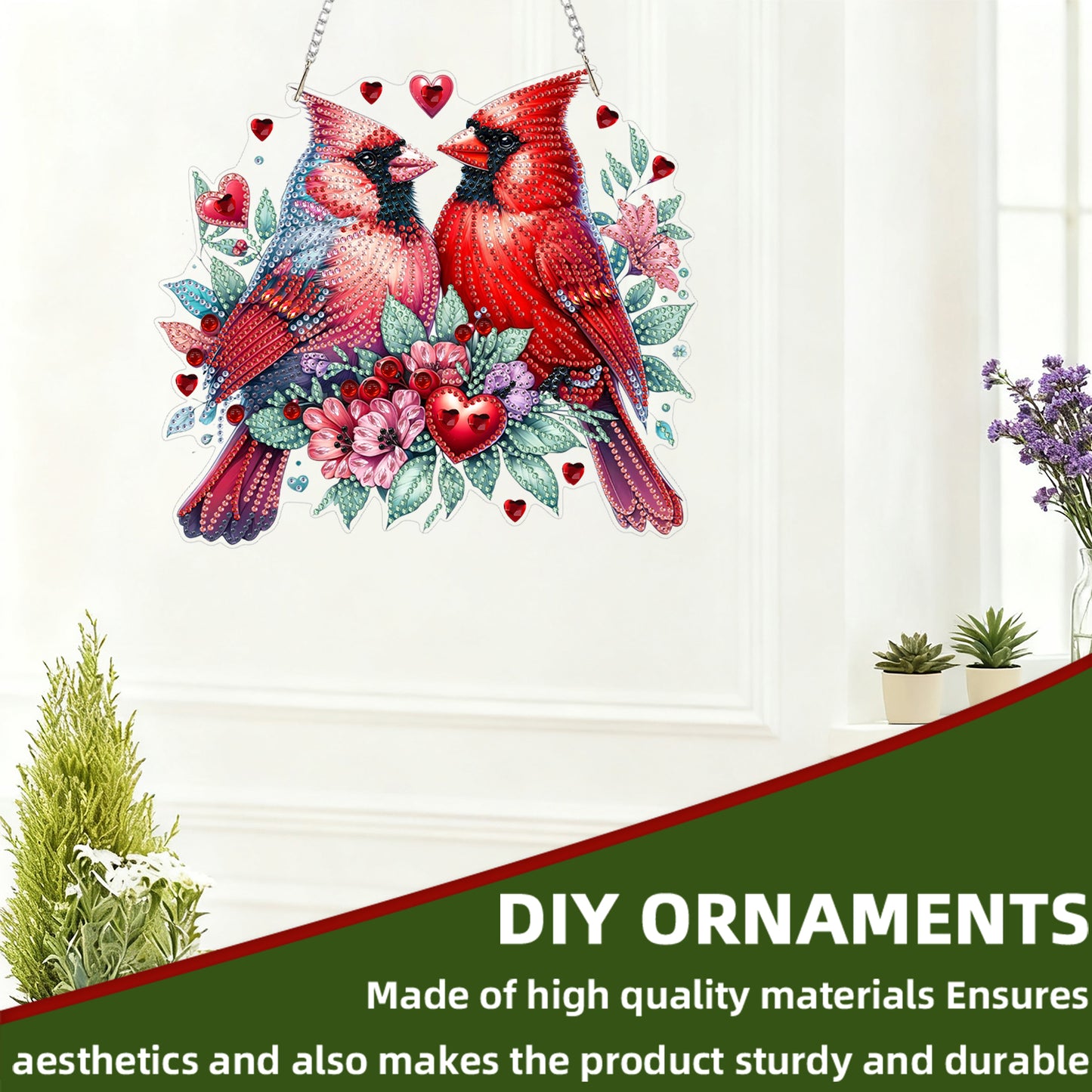Heart 2D Flat DIY Acrylic Diamond Art Paintings Pendant for Home Wall Decor